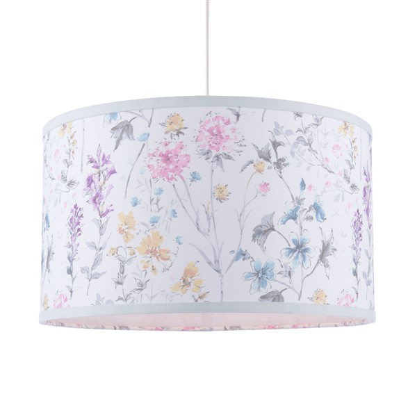 (image for) Laura Ashley Wild Meadow Multi Blue Cotton Drum Shade 38cm